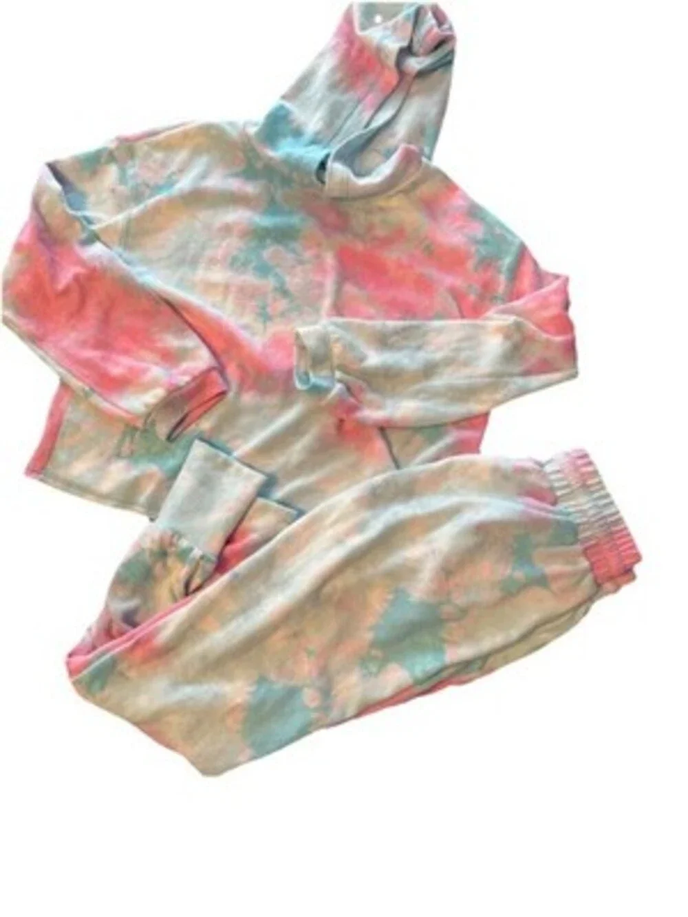 FRESHMAN GIRL'S 2 PC SET TOP & PANTS SIZE 7/8 Tie Dye Fleece Pullover Pink